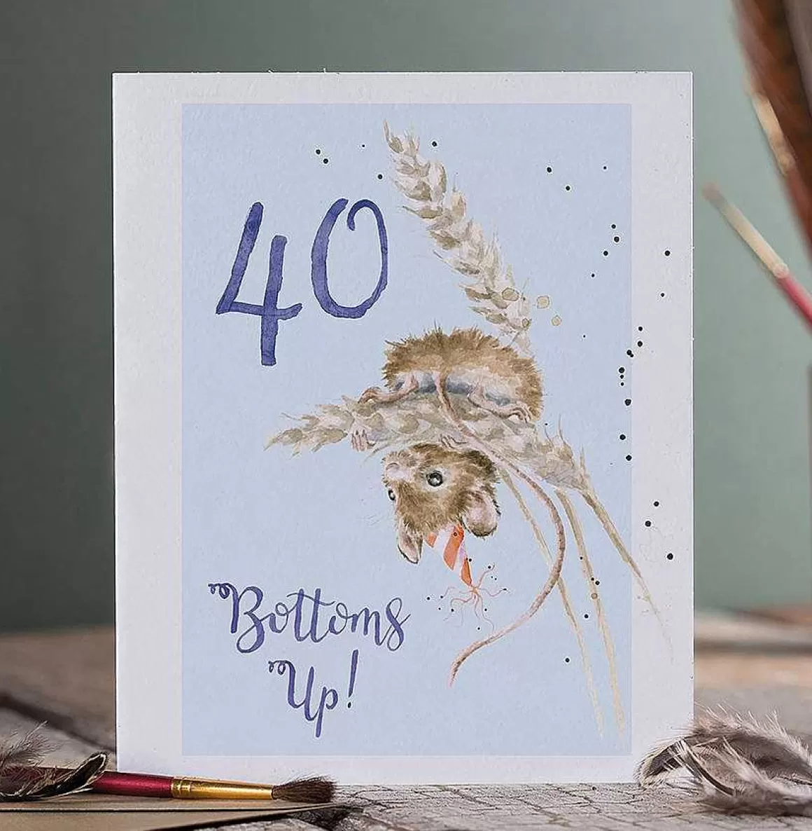 Outlet Wrendale Designs 40 Bottoms Up' Mouse Birthday Card