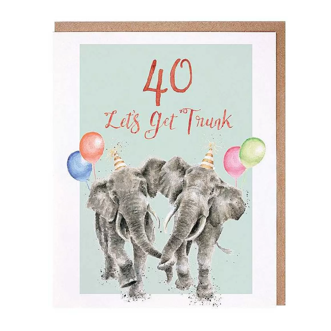 New Wrendale Designs 40 Let'S Get Trunk' Elephant Birthday Card