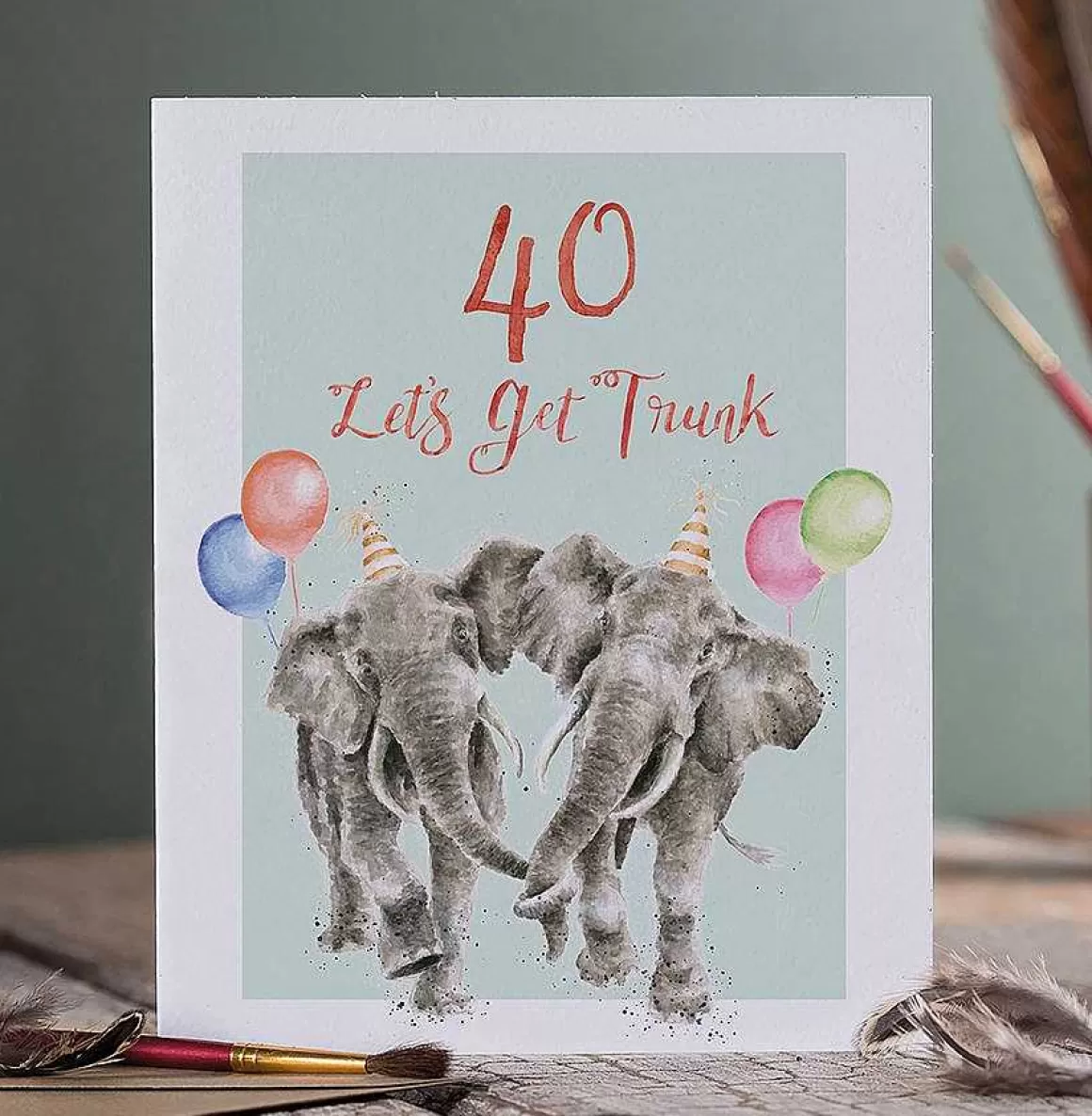 New Wrendale Designs 40 Let'S Get Trunk' Elephant Birthday Card