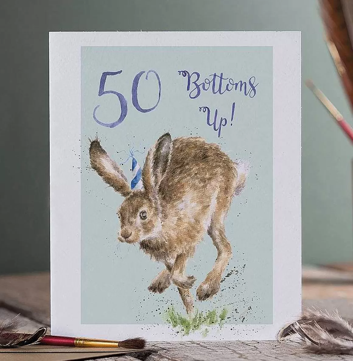 New Wrendale Designs 50 Bottoms Up' Hare Birthday Card