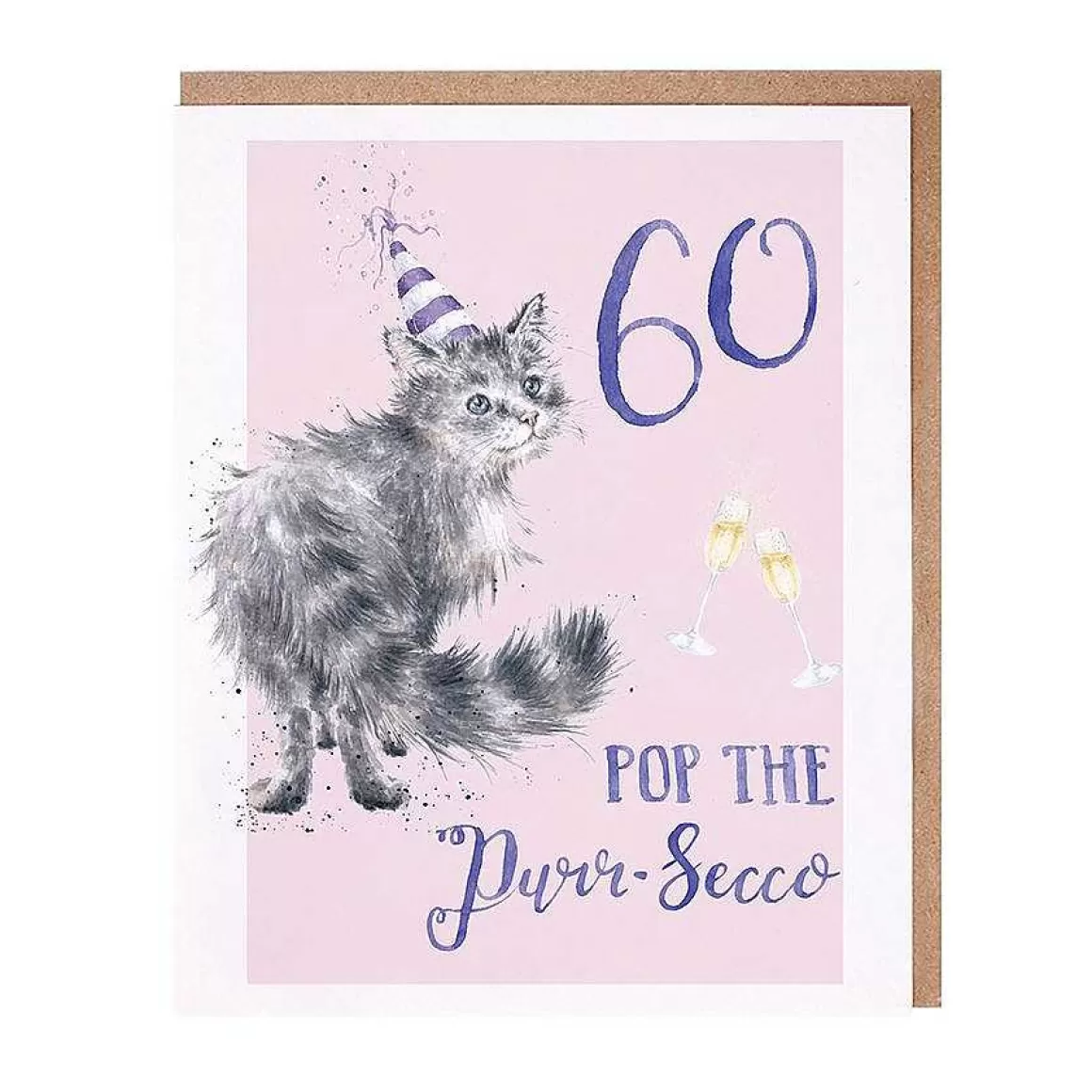 Outlet Wrendale Designs 60 Pop The Purr-Secco' Cat Birthday Card