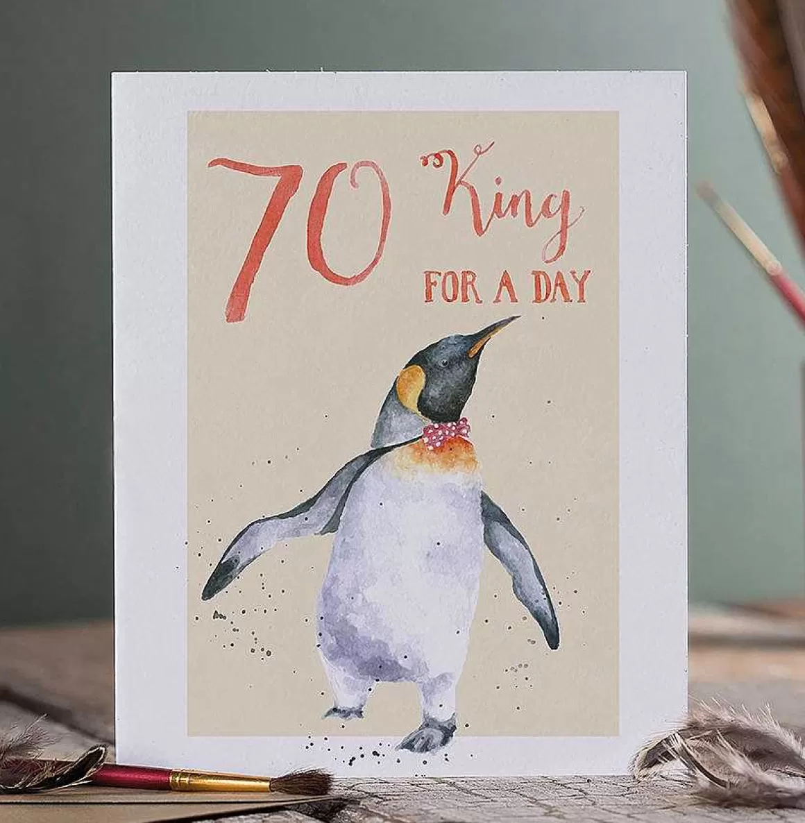 Fashion Wrendale Designs 70 King For A Day' Penguin Birthday Card