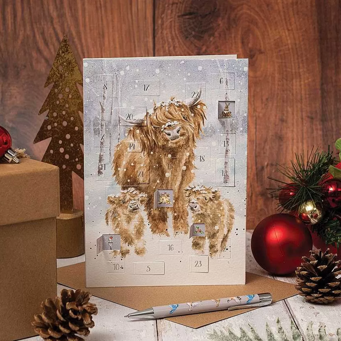 Hot Wrendale Designs A Highland Christmas' Highland Cow Advent Calendar Card