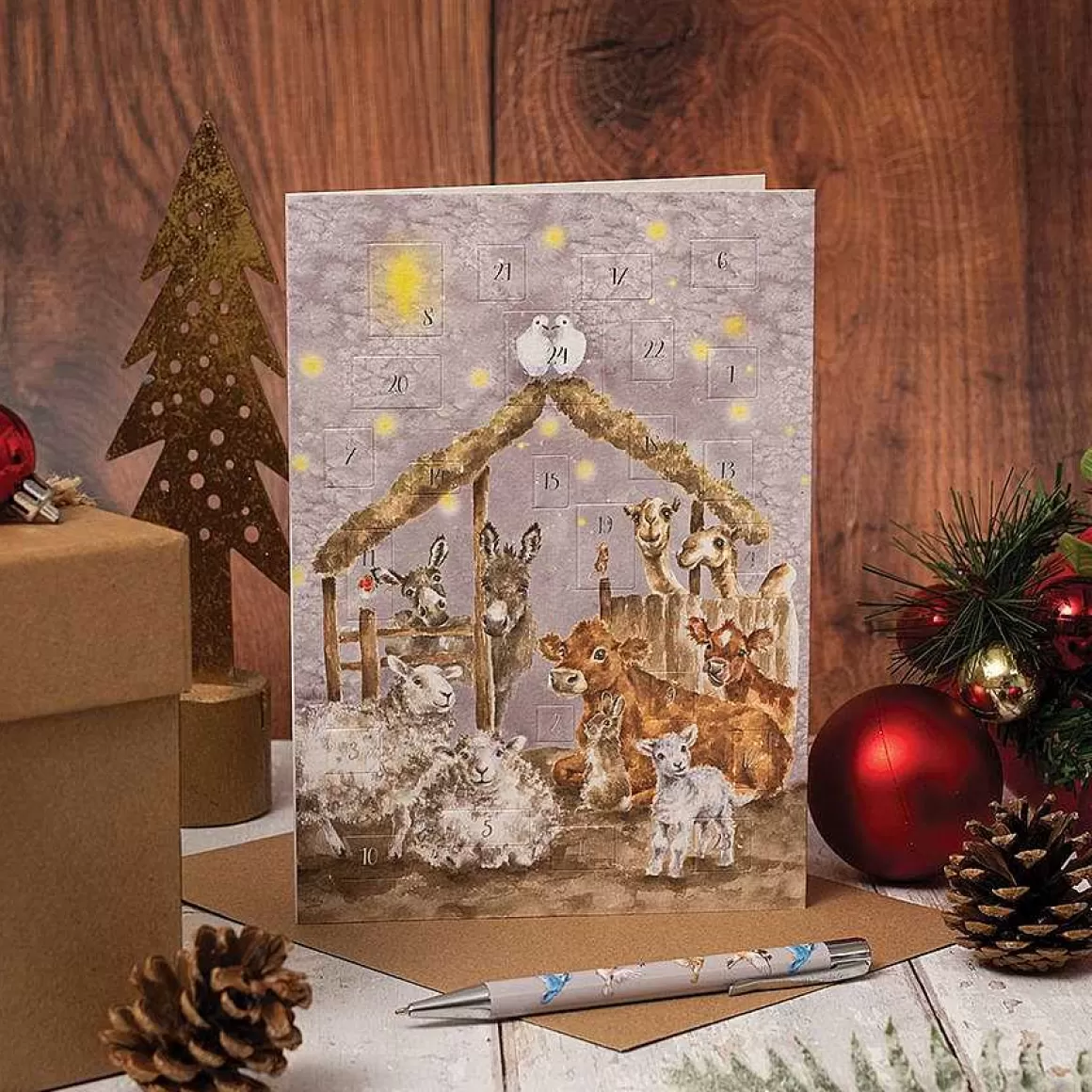 Fashion Wrendale Designs Away In A Manger' Farmyard Animal Advent Calendar Card