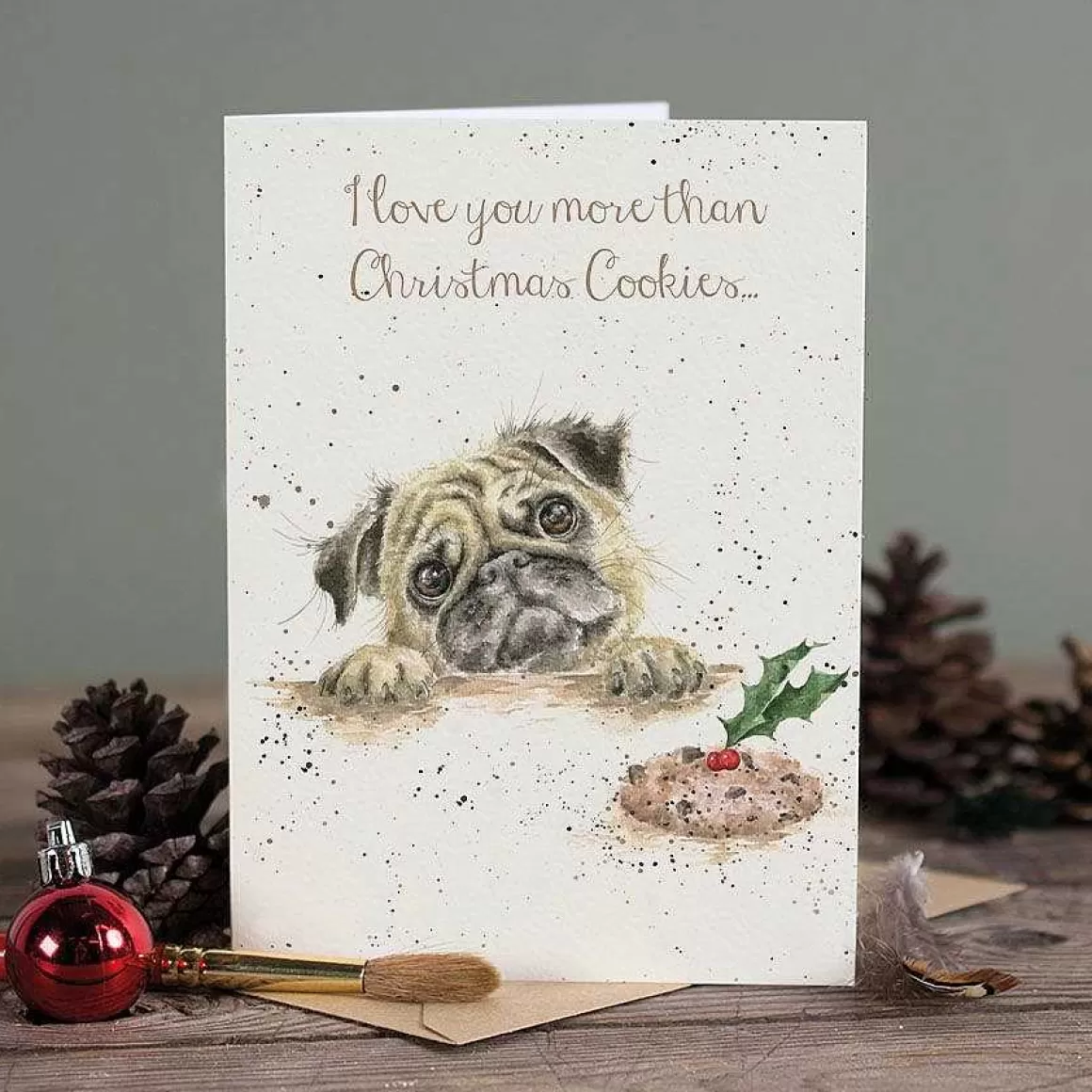 Fashion Wrendale Designs Christmas Cookies' Pug Card