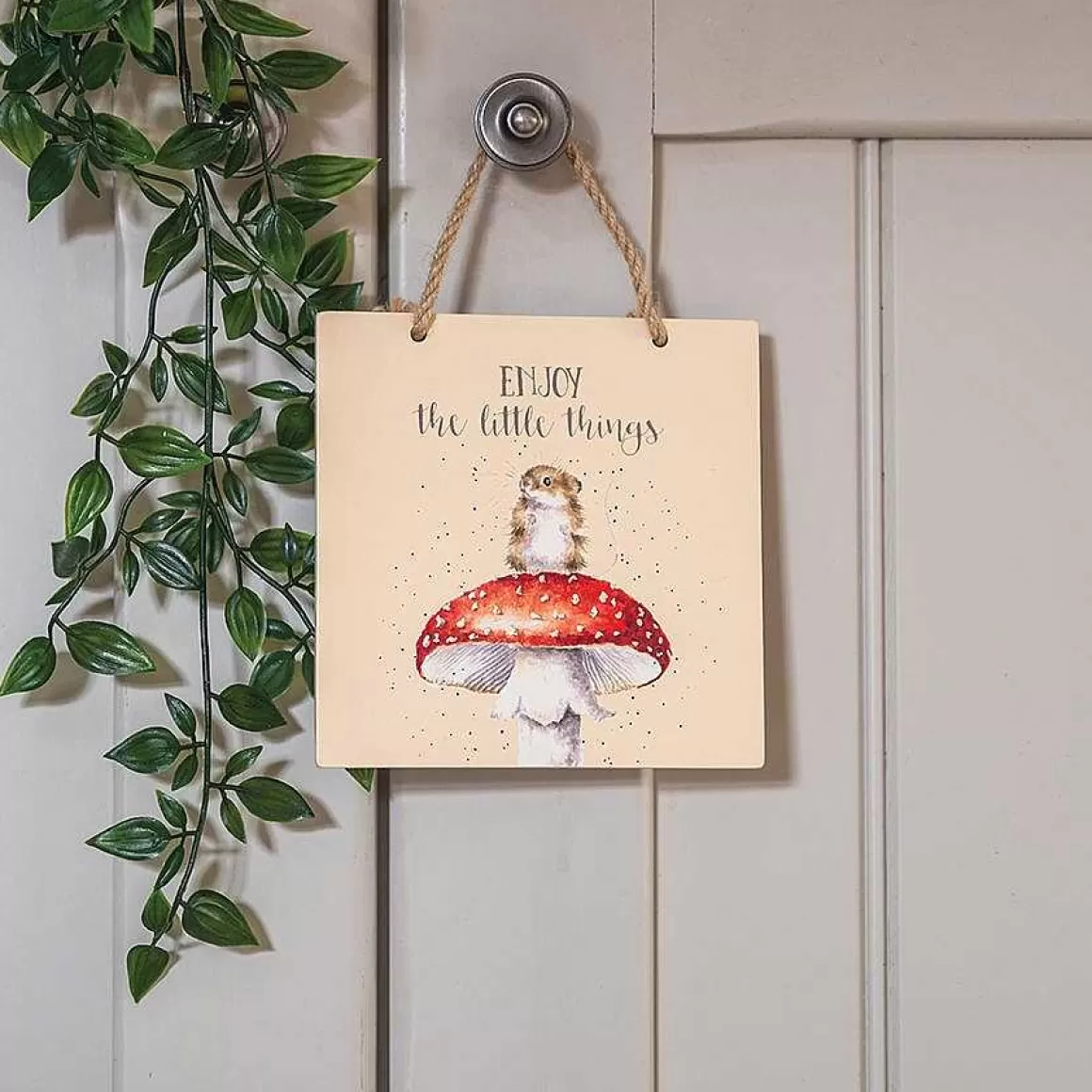 Clearance Wrendale Designs Enjoy The Little Things' Mouse Wooden Plaque