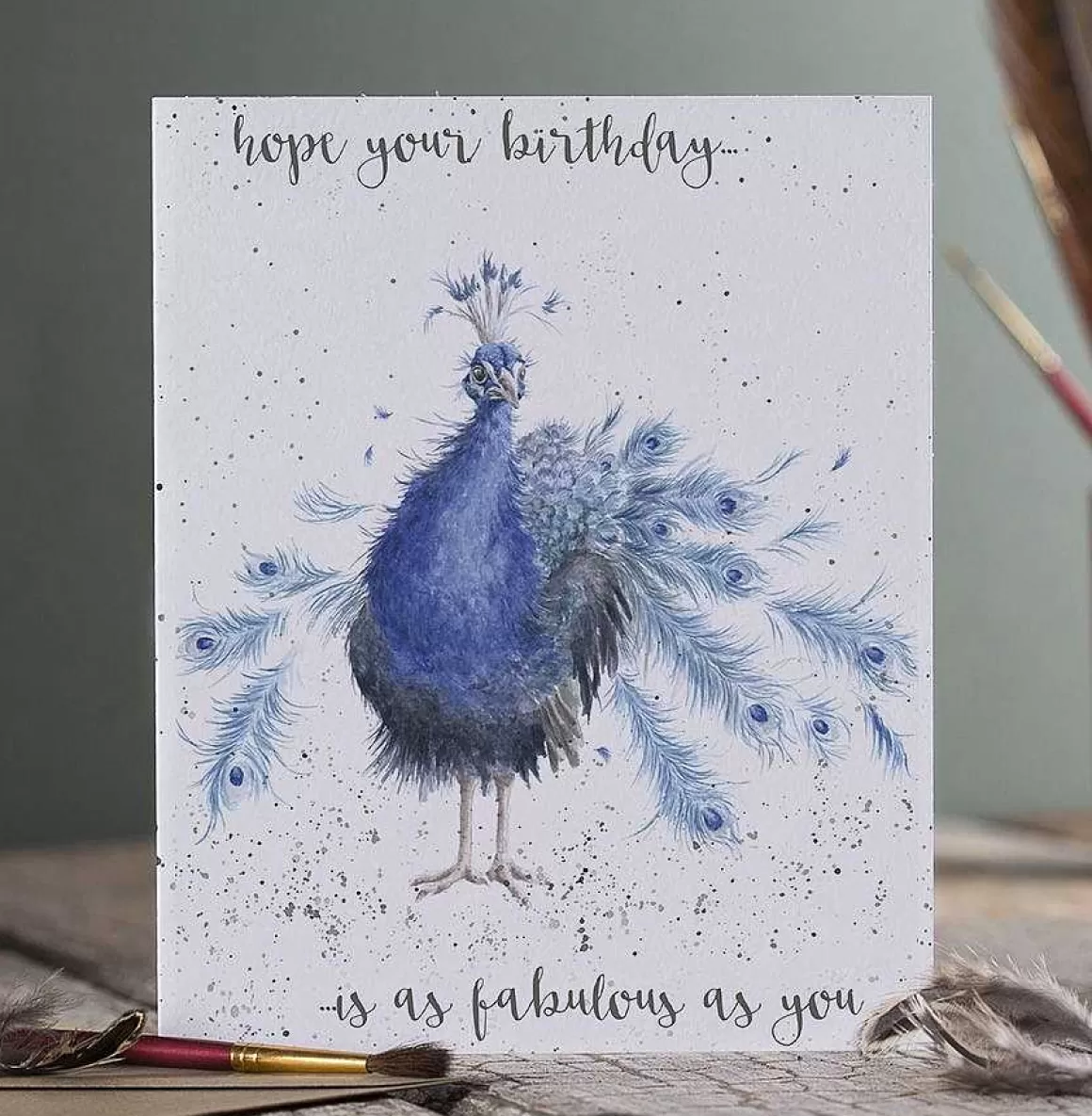 Outlet Wrendale Designs Fabulous' Peacock Birthday Card