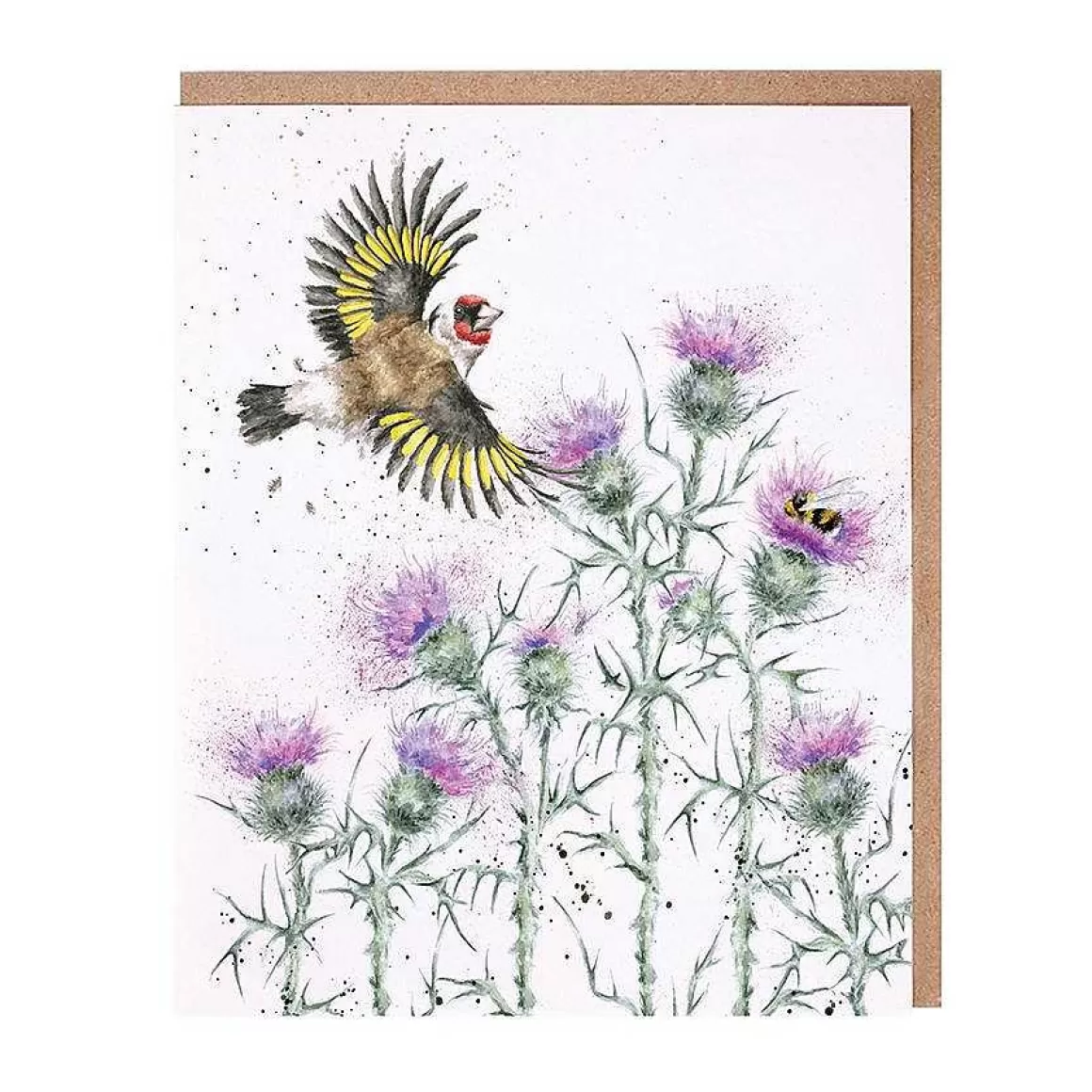 Hot Wrendale Designs Feathers And Thistles' Gold Finch Card