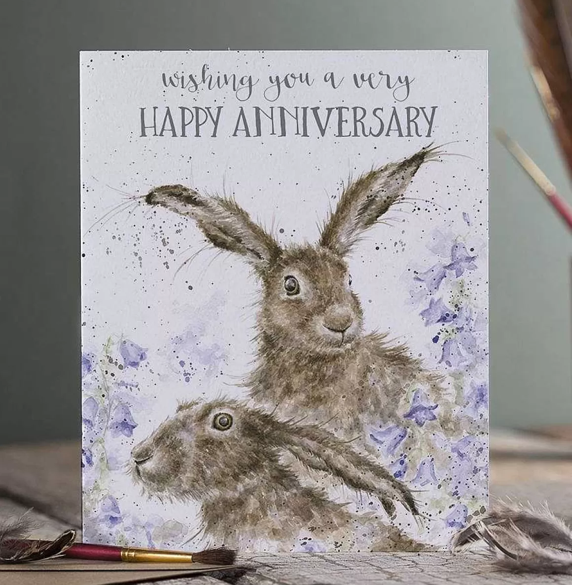 Sale Wrendale Designs Field Of Flowers' Hare Anniversary Card