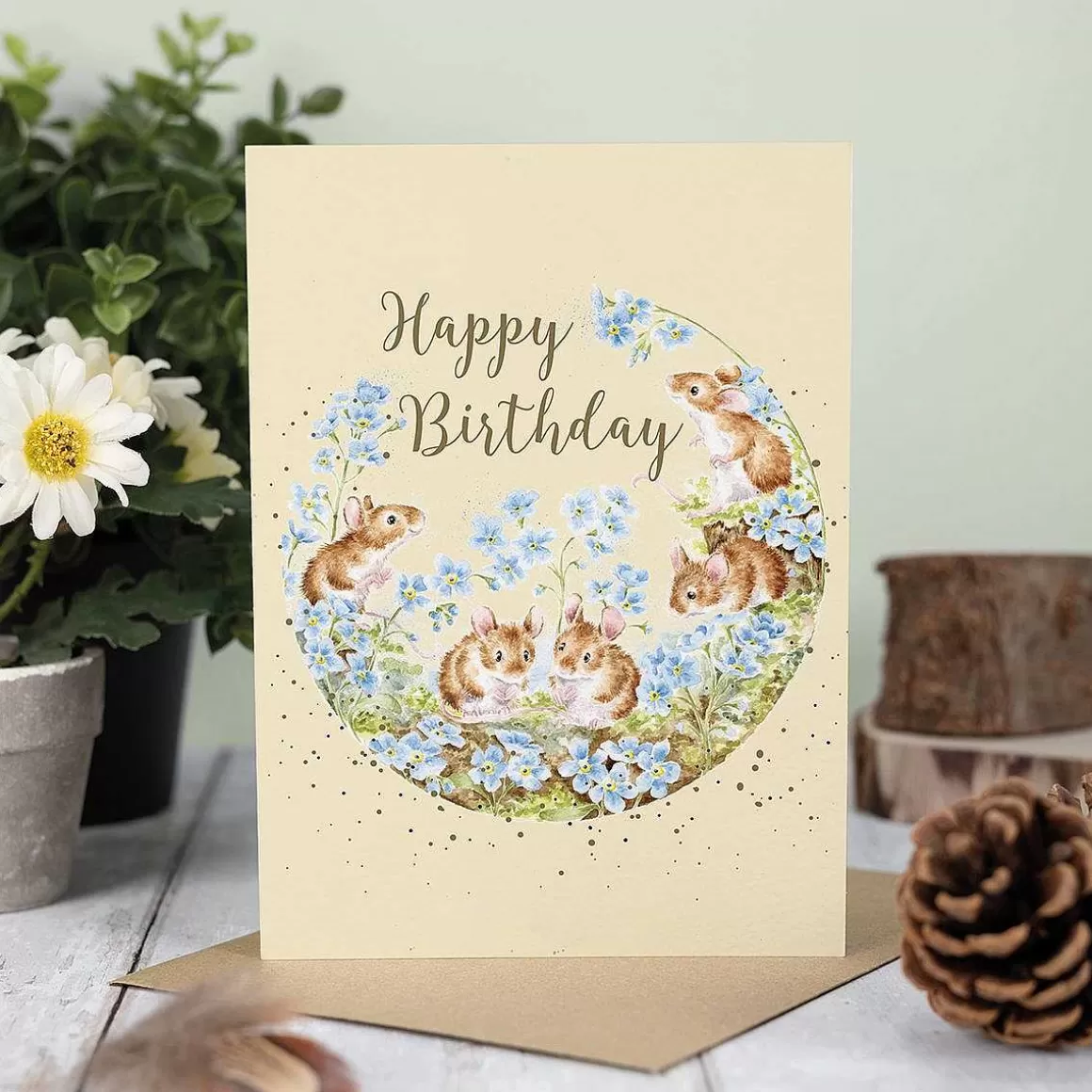 Fashion Wrendale Designs Forget Me Not' Mouse Birthday Card