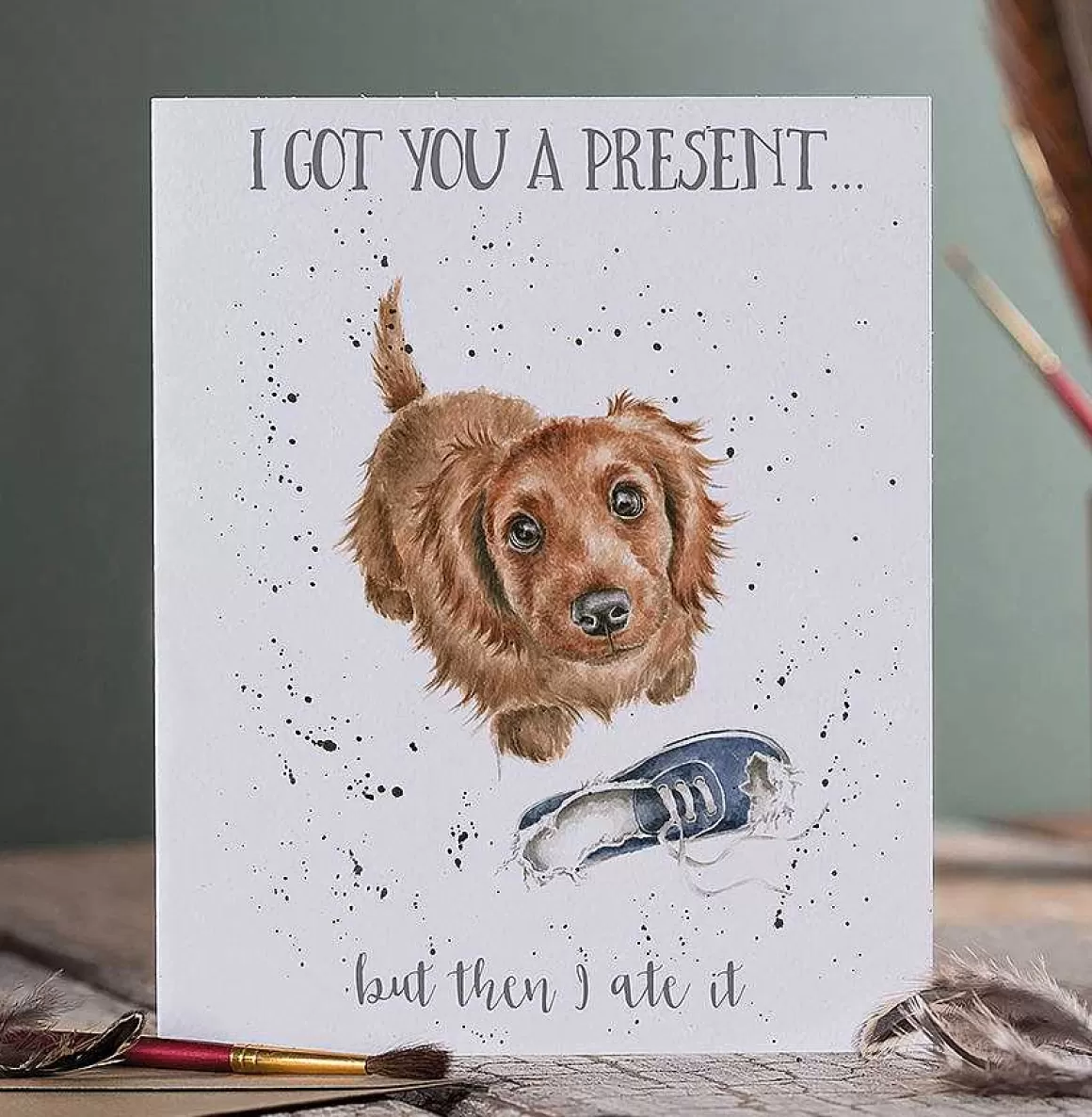 Discount Wrendale Designs I Got You A Present' Puppy Birthday Card