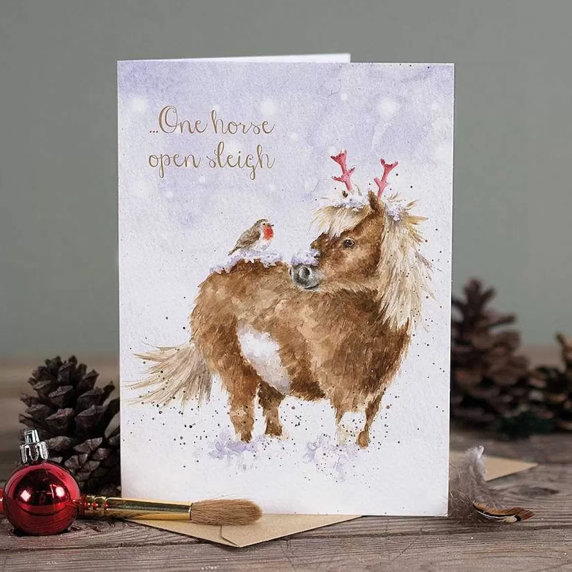 Best Sale Wrendale Designs One Horse Open Sleigh' Horse Card