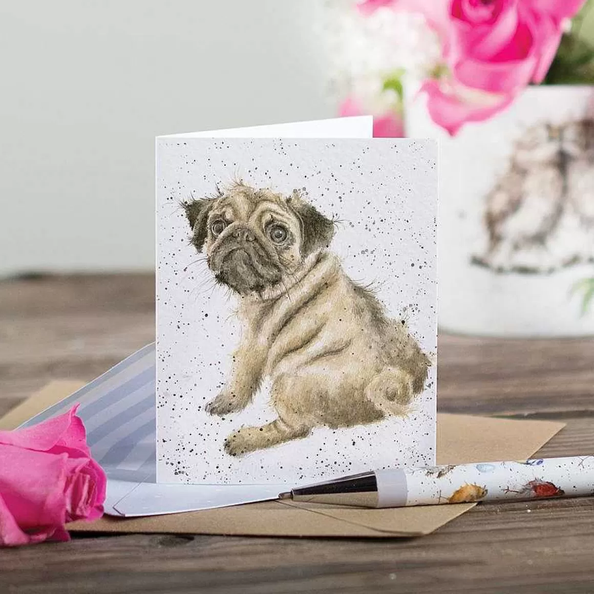 New Wrendale Designs Pug Love' Pug Enclosure Card