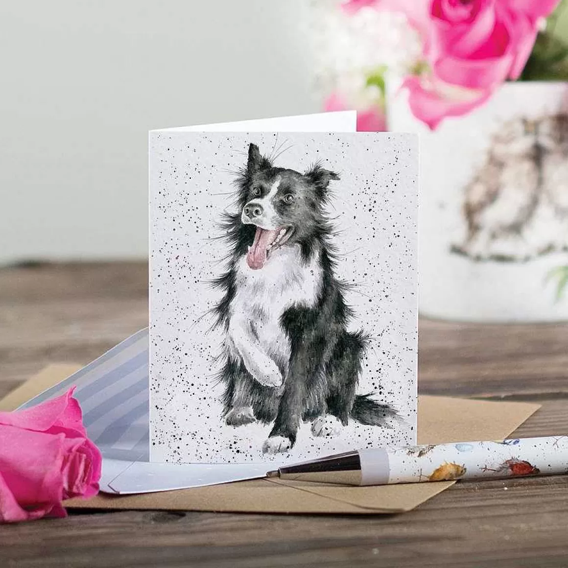 Online Wrendale Designs Shadow' Border Collie Enclosure Card