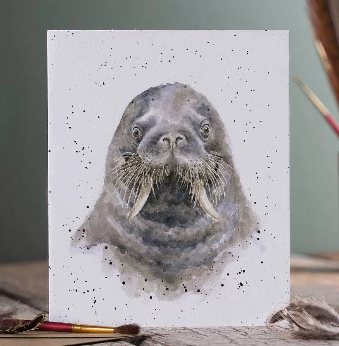 New Wrendale Designs The Fisherman' Walrus Card