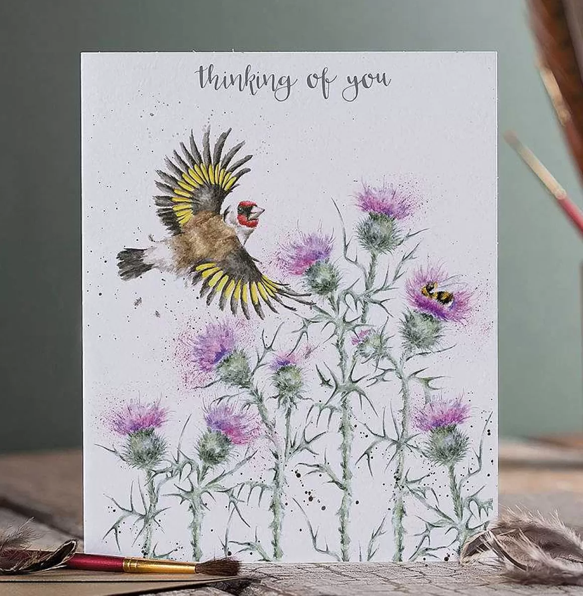 Clearance Wrendale Designs The Thistle Finch' Gold Finch Card