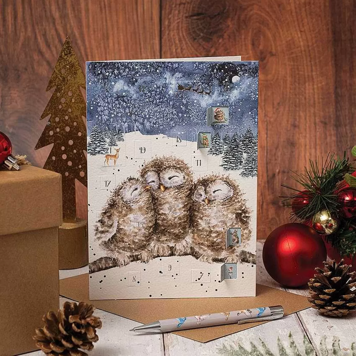 Discount Wrendale Designs Three Wise Men' Owl Advent Calendar Card