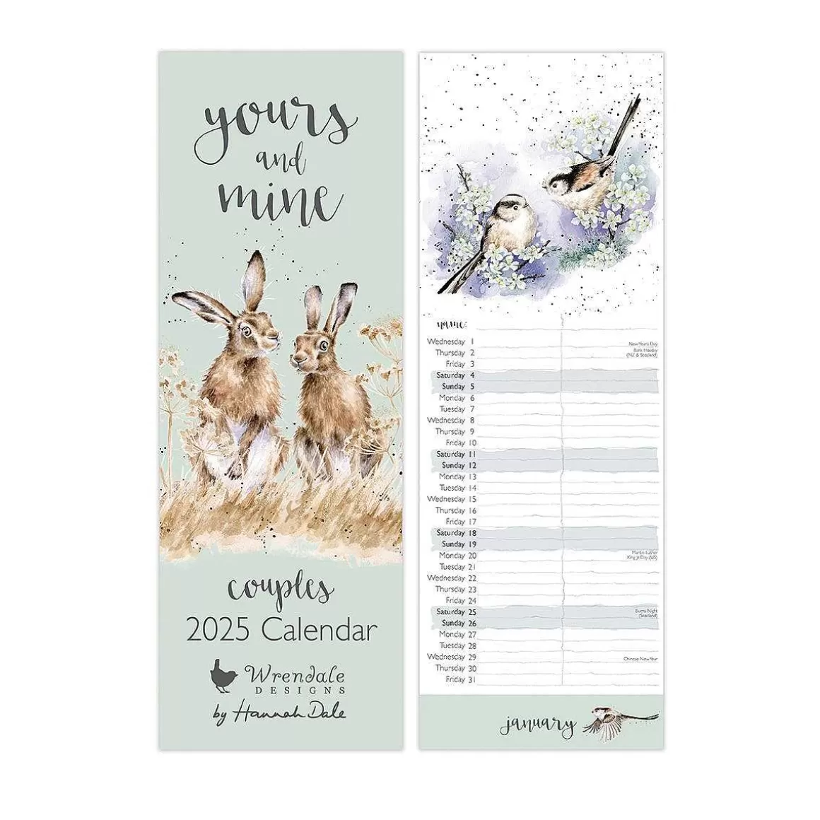 Shop Wrendale Designs Yours And Mine' Slim Calendar 2025